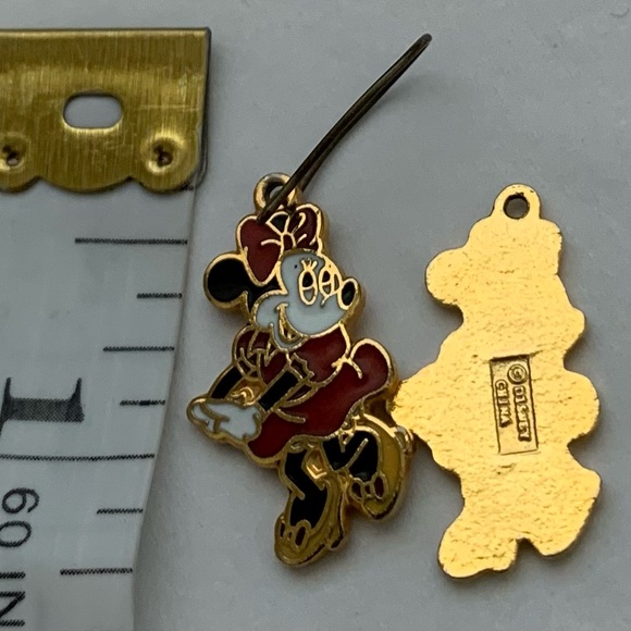 Vintage Disney Minnie Mouse Enamel Dangle French Wire Hook Earrings 2” 1995 - Picture 5 of 8